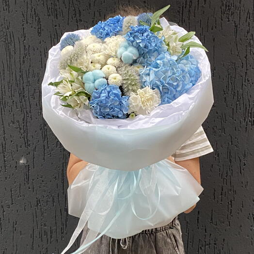 Нежный букет в голубых оттенках «Небесный восторг» 🦋