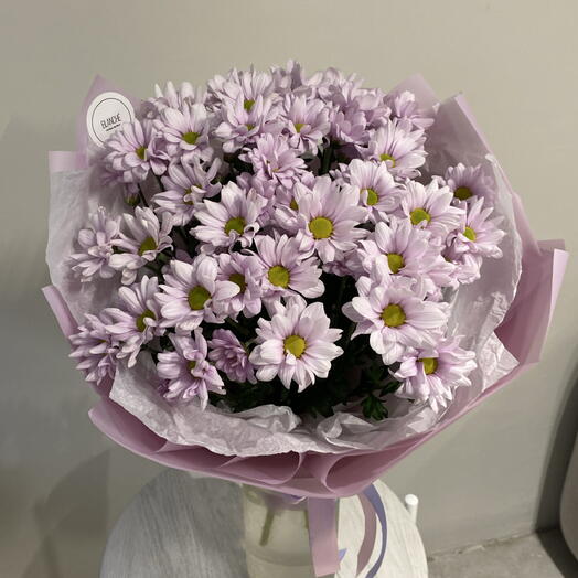 Монобукет из 5 кустовых хризантем 💜