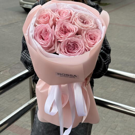Моно букет из 7 роз Pink Ohara