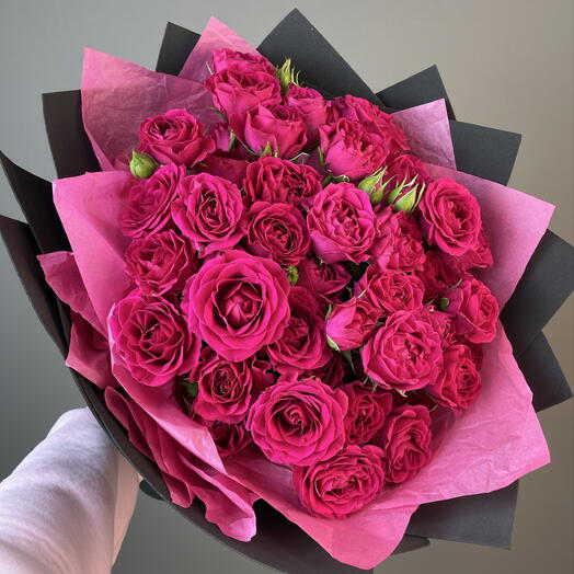 Кустовые малиновые розы (11 шт) 💗💗💗
