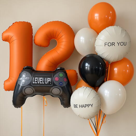 🎮 Набор воздушных шаров «Level Up» с цифрами