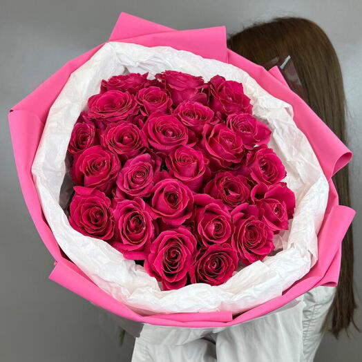 Малиновые розы 25 шт💖💝💞