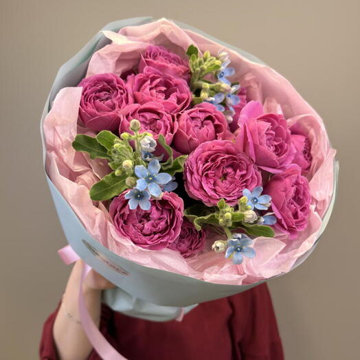 Авторский букет с пионовидной розой 💕🩵