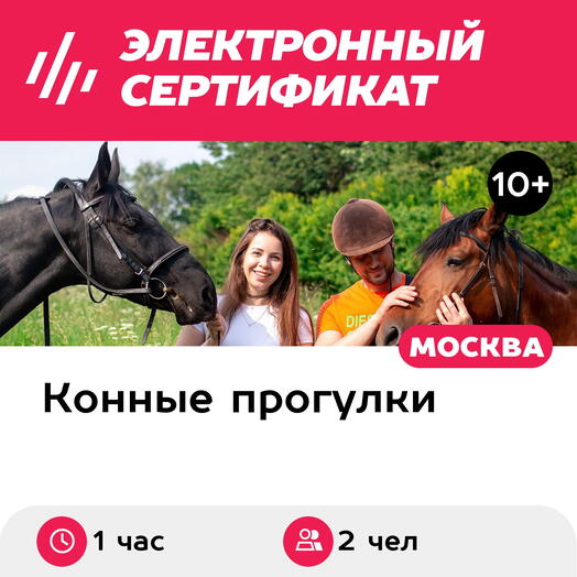 Подарочный сертификат Индивидуальная конная прогулка с инструктором, 2 чел. (1 час)