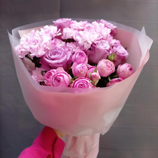 Букет с кустовой хризантемой и розой 🌹🌼