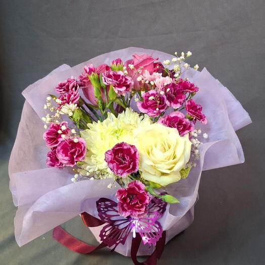 Сиреневый тортик с хризантемой 💐