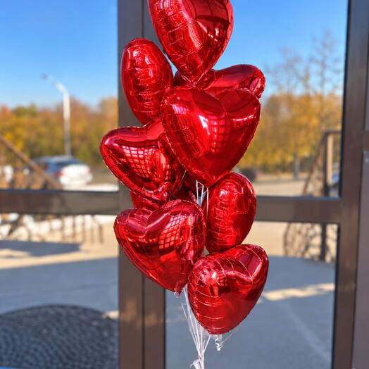 Связка из 10 шаров «Сердце»