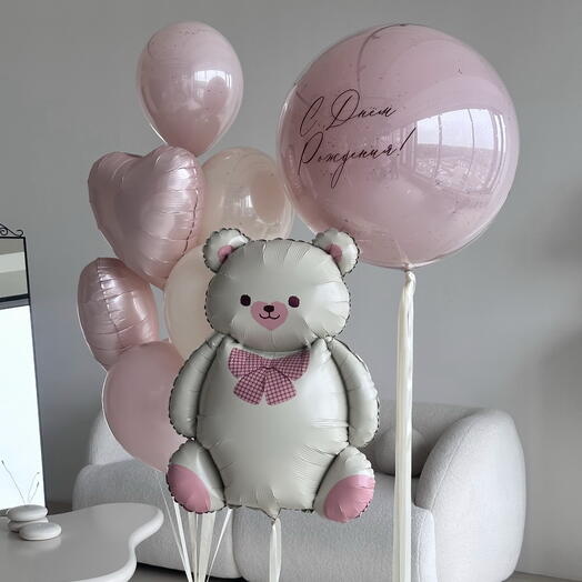 Сет с мишкой розовый