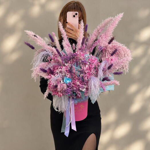 Композиция из сухоцветов в коробке Les Flowers