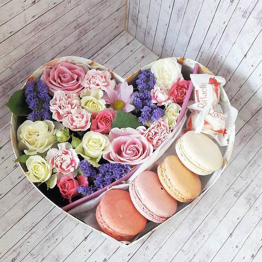 Composition with macaronni and flowers
