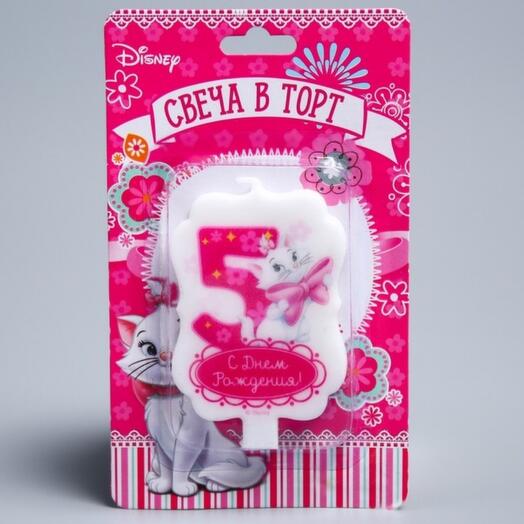 Свеча в торт Дисней 5 "С Днем Рождения", Коты аристократы