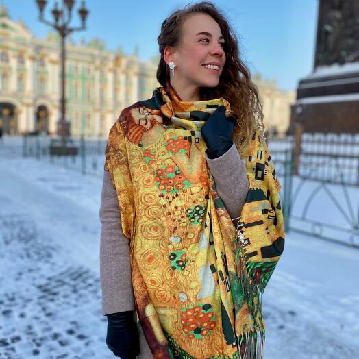 Палантин утеплённый «Живопись»