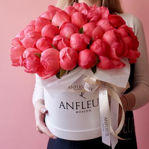 A box of Coral charm peonies