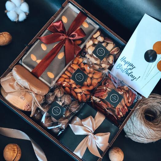 Подарочный набор, подарок на 8 марта, подарок на день рождения, ореховый бокс, подарок врачу, подарок в благодарность