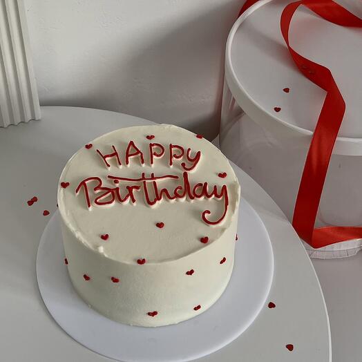 Торт "Happy Birthday", с сердечками