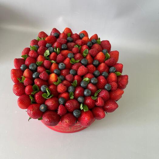 Red Bouquet of strawberries raspberries blueberries