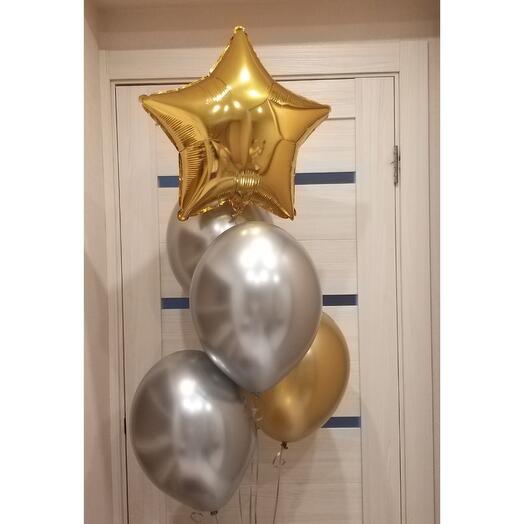 Фонтан из 5 гелиевых шаров