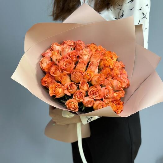 Bouquet of 51 orange roses 37 cm