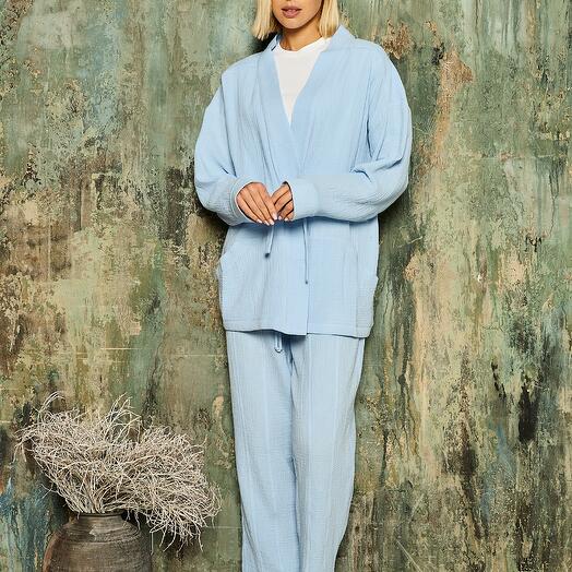 Домашний женский костюм из муслина "Blue"