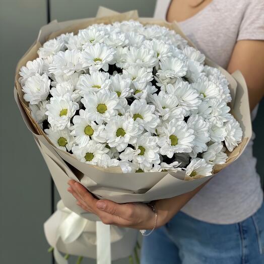 Букет из Белых Кустовых Хризантем