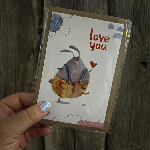 Открытка «Love you» в крафтовом конверте FM369