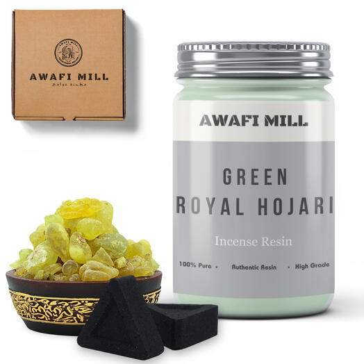 AWAFI MILL Oman Green Hojari | Triangle Charcoal Tablet - Pack of 120 Gram with 20 Charcoal Piece