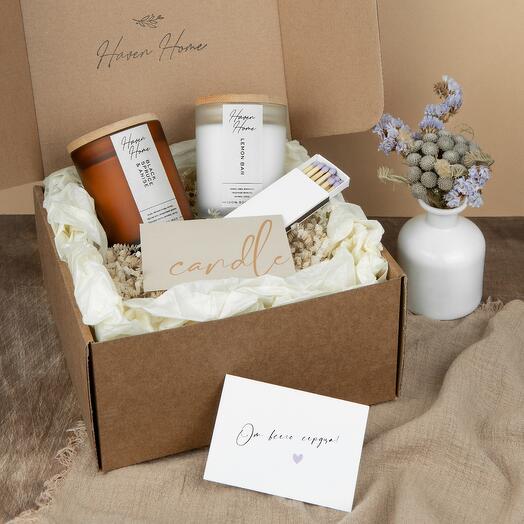 Новогодний подарочный набор: соевые свечи "Черная ель и анис" и "Лимонное печенье"