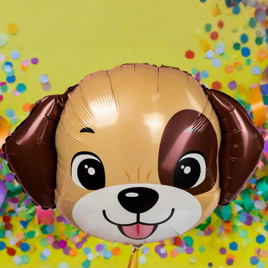 Воздушный шар гелий «Милый щенок» коричневый. Helium foil balloon Cute puppy