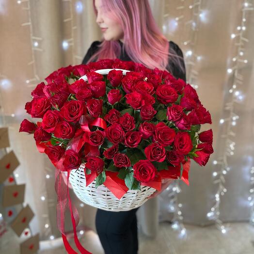 🌷🔥Корзина с розами из 101 шт