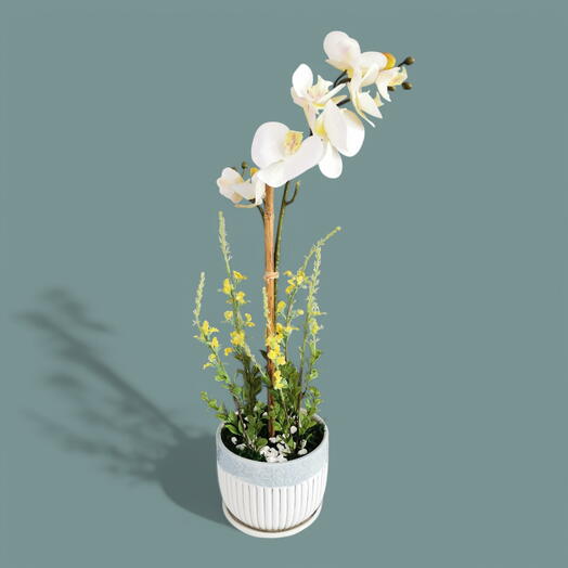 Artificial Orchid and Greenery in Vase