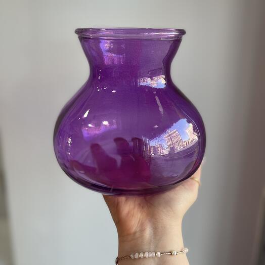 Дизайнерская прозрачная фиолетовая ваза💜