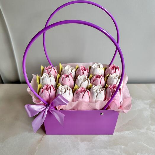 Зефирный букет в сумочке для мамы