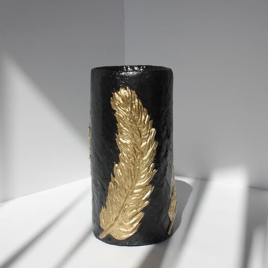 Авторский подсвечник для чайной свечи "Золотое перо". Ручная работа