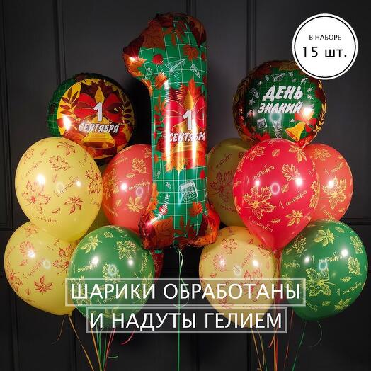 Набор на 1 сентября с зеленой цифрой кругами и шариками