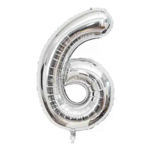 Шар 6 серебро (с гелием), высота 1м