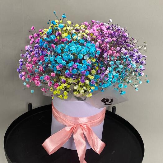 Мини бокс из цветной гипсофилы