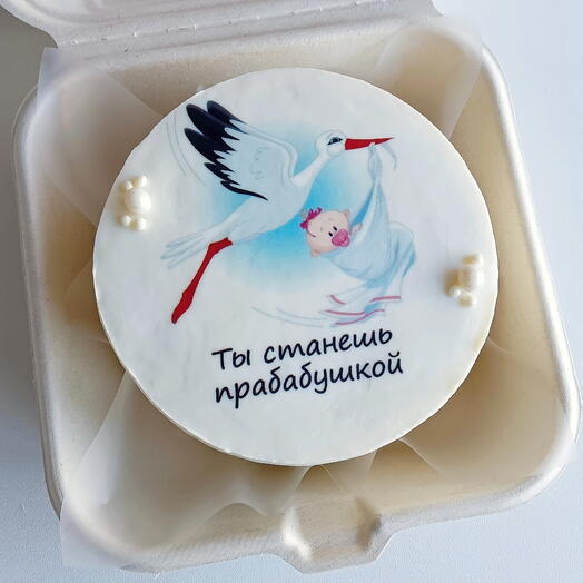 Бенто торт с аистом и малышкой (надпись любая)