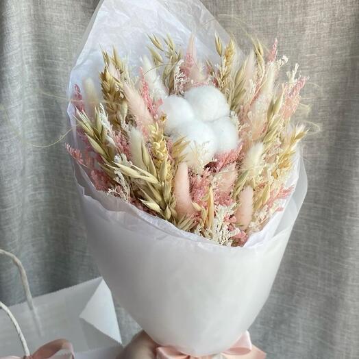 Букет с пшеницей и хлопком