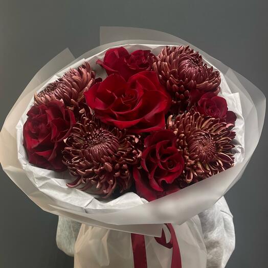 Розы+хризантемы