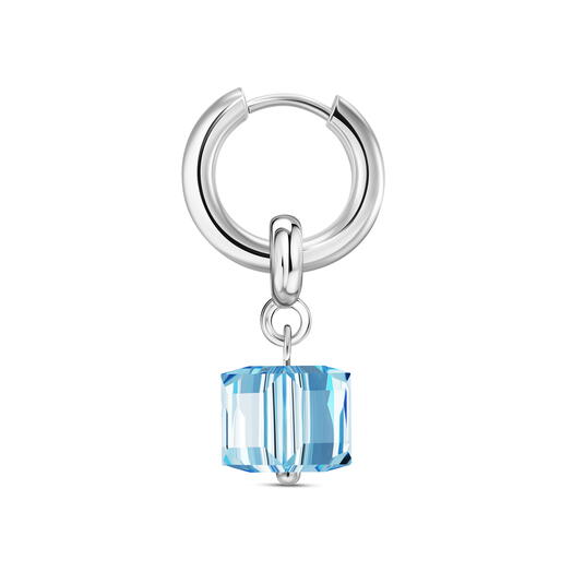 Моносерьга с кристаллом Swarovski в голубом цвете