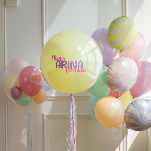 Набор: стеклянный шар, bubble и связка «Candy» | 13 шаров, 3 груза