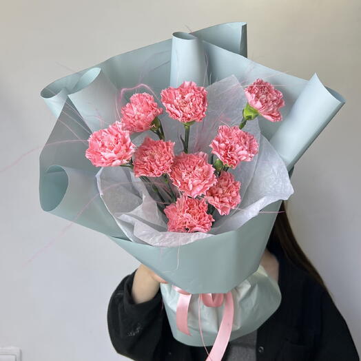 Букет из 9 розовых диантусов