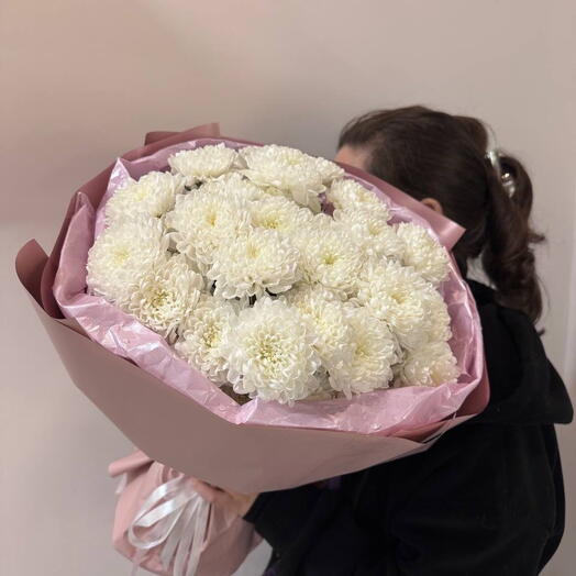 Букет из хризантемы белой кустовой Алтай