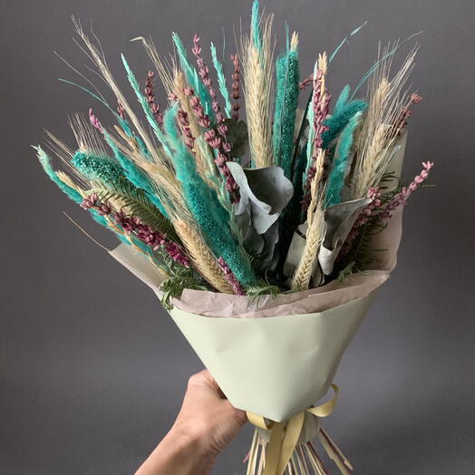 Букет из сухоцветов « Холодная бирюза»