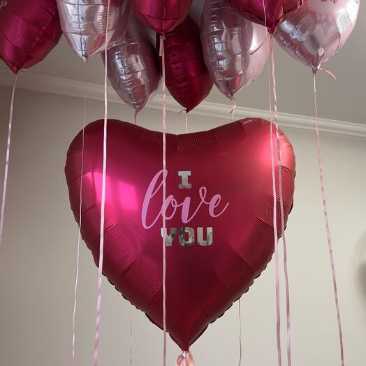 Сет I love you «сердце гигант и сердца под потолок или в связке»