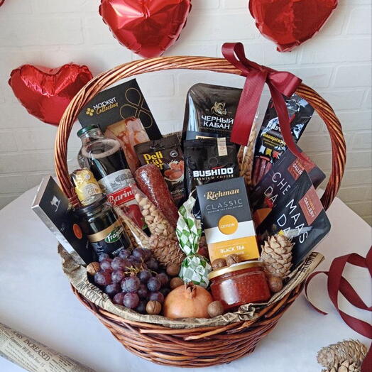 Подарочная мужская корзина 🧺 Колбасный букет🤎Мужской букет