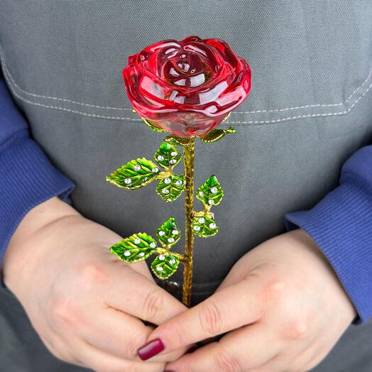 Стеклянная алая Роза