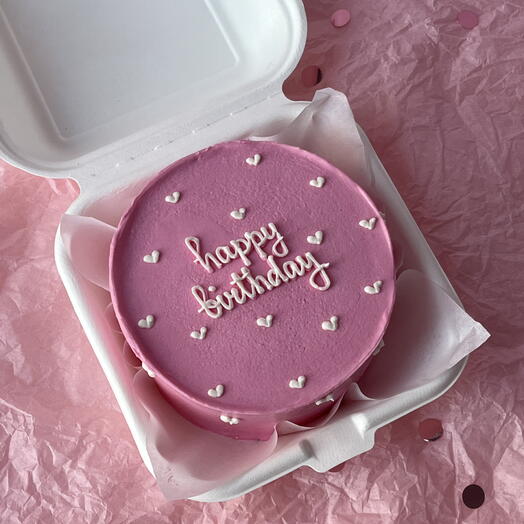 Бенто-торт "Happy birthday" розовый