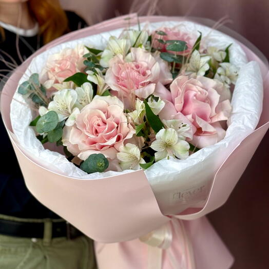 Нежный букет с французской розой 🎀🌸