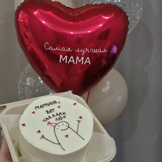 Бенто-торт и воздушные шары для мамы подарок 2в1 8 марта
